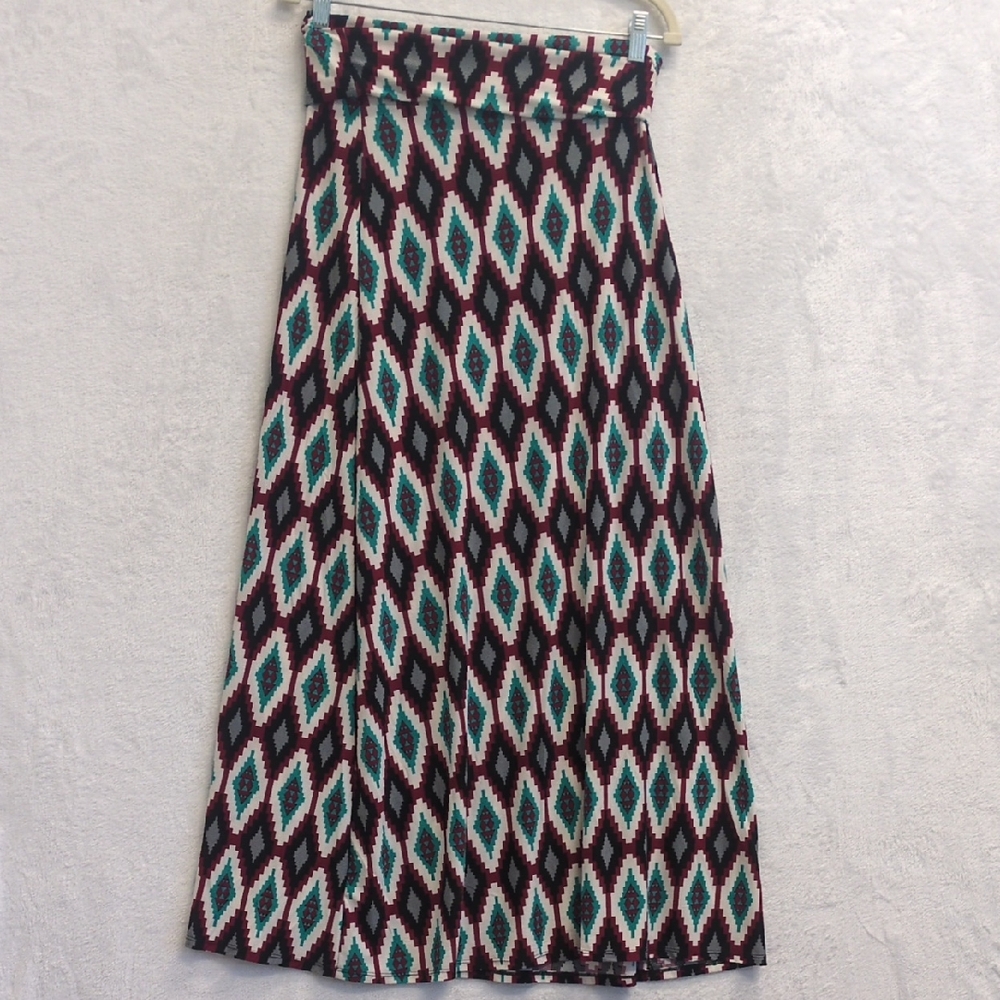 J&K Women's Aztec Southwestern Geometric Maxi Skirt Size S